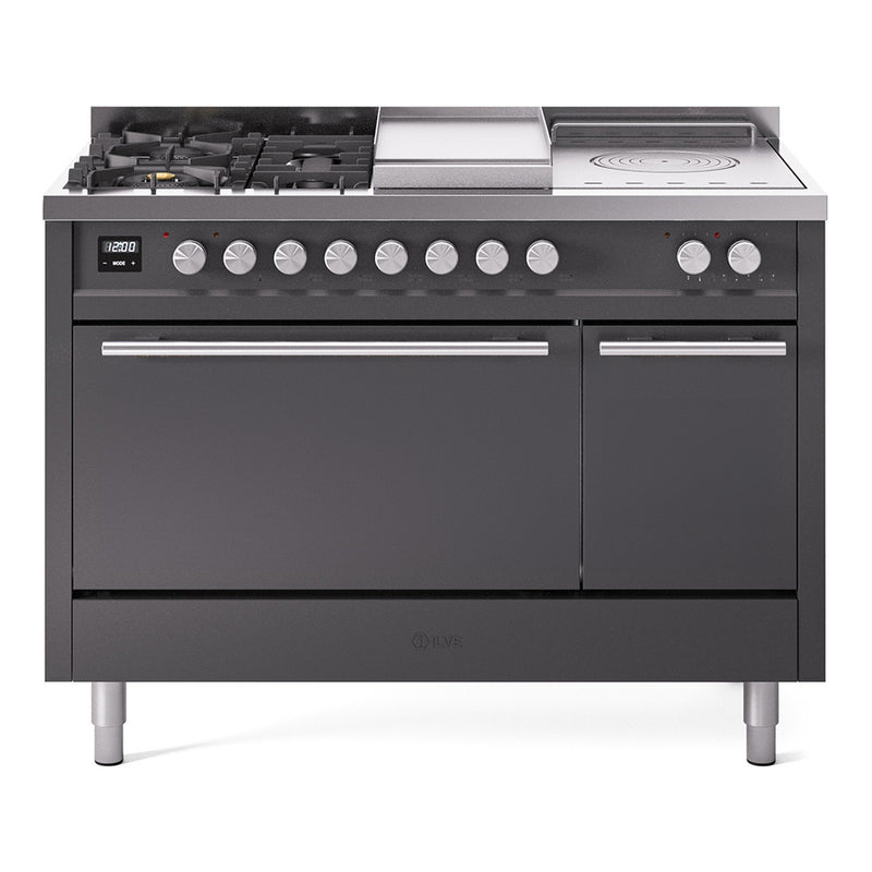 ILVE UP48FSQMPMG Professional Plus II 48 in. Dual Fuel Range in Graphite Matte