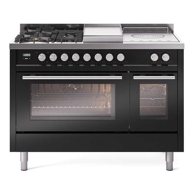ILVE UP48FSWMPBK Professional Plus II 48 in. Dual Fuel Range in Glossy Black