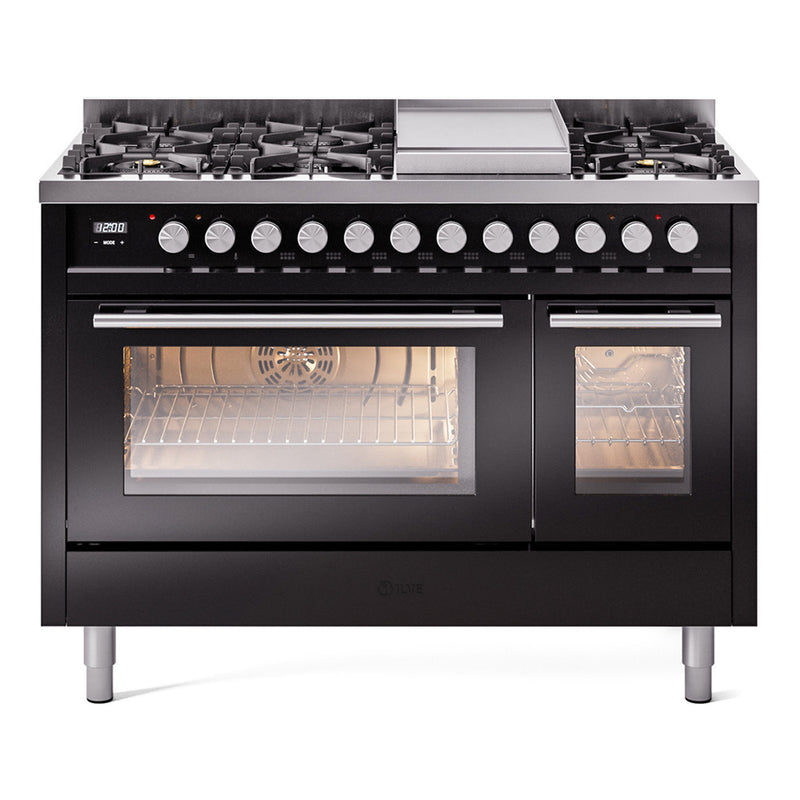ILVE UP48FWMPBK Professional Plus II 48 in. Dual Fuel Range in Glossy Black