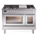 ILVE UP48FWMPSS Professional Plus II 48 inch Dual Fuel Range  (8 Sealed Burners + Griddle, Natural Gas, Triple Glass Door, Stainless Steel)