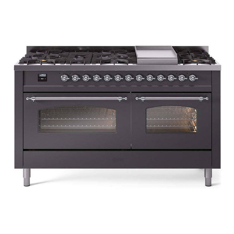 ILVE UP60FNMPMGC Nostalgie II 60 in. Dual Fuel Range in Graphite Matte