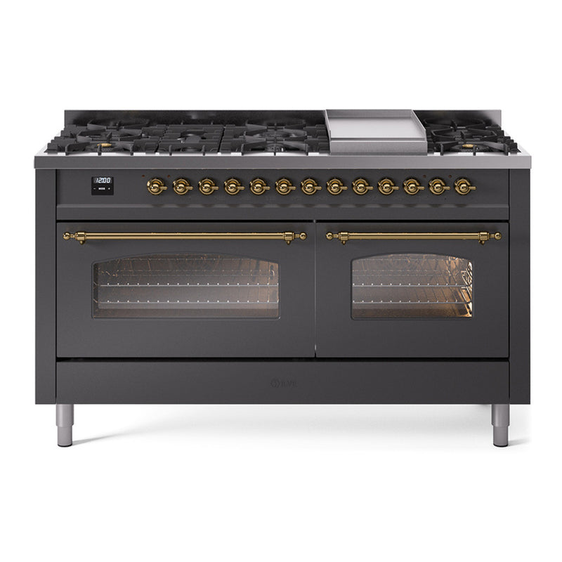 ILVE UP60FNMPMGGLP Nostalgie II 60 in. Dual Fuel Range in Graphite Matte