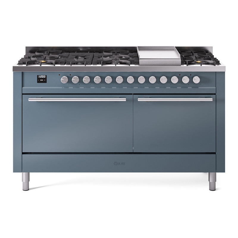 ILVE UP60FQMPBG Professional Plus II 60 in. Dual Fuel Range in Blue Grey