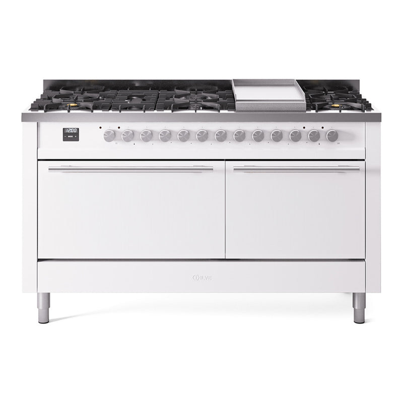 ILVE UP60FQMPWH Professional Plus II 60 in. Dual Fuel Range in White