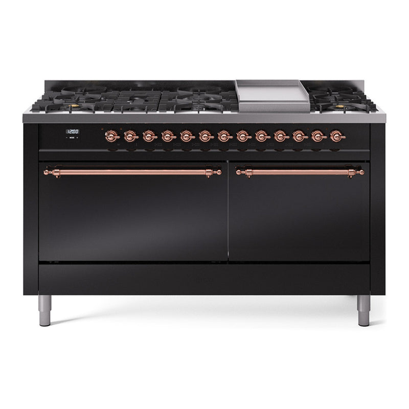 ILVE UP60FQNMPBKP Nostalgie II 60 in. Dual Fuel Range in Glossy Black