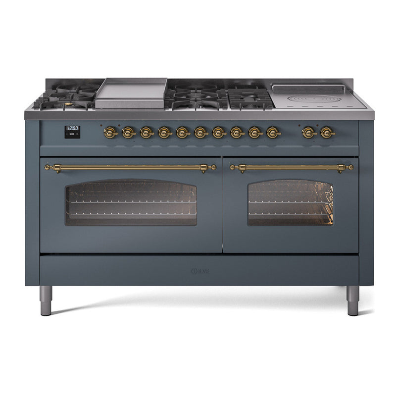 ILVE UP60FSNMPBGG Nostalgie II 60 in. Dual Fuel Range in Blue Grey