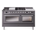 ILVE UP60FSWMPMG Professional Plus II 60 inch Dual Fuel Range  (7 Sealed Burners + Griddle + French Top, Natural Gas, Triple Glass Door, Graphite Matte)