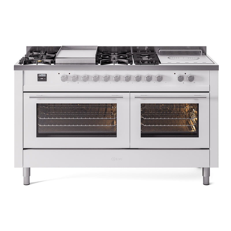 ILVE UP60FSWMPWH Professional Plus II 60 in. Dual Fuel Range in White
