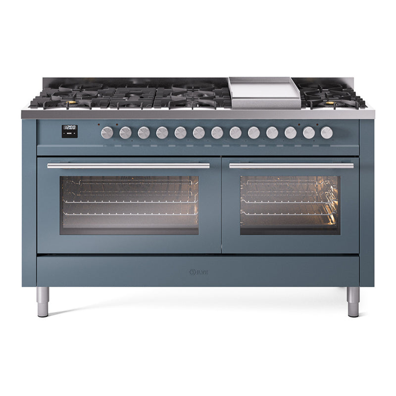 ILVE UP60FWMPBG Professional Plus II 60 in. Dual Fuel Range in Blue Grey