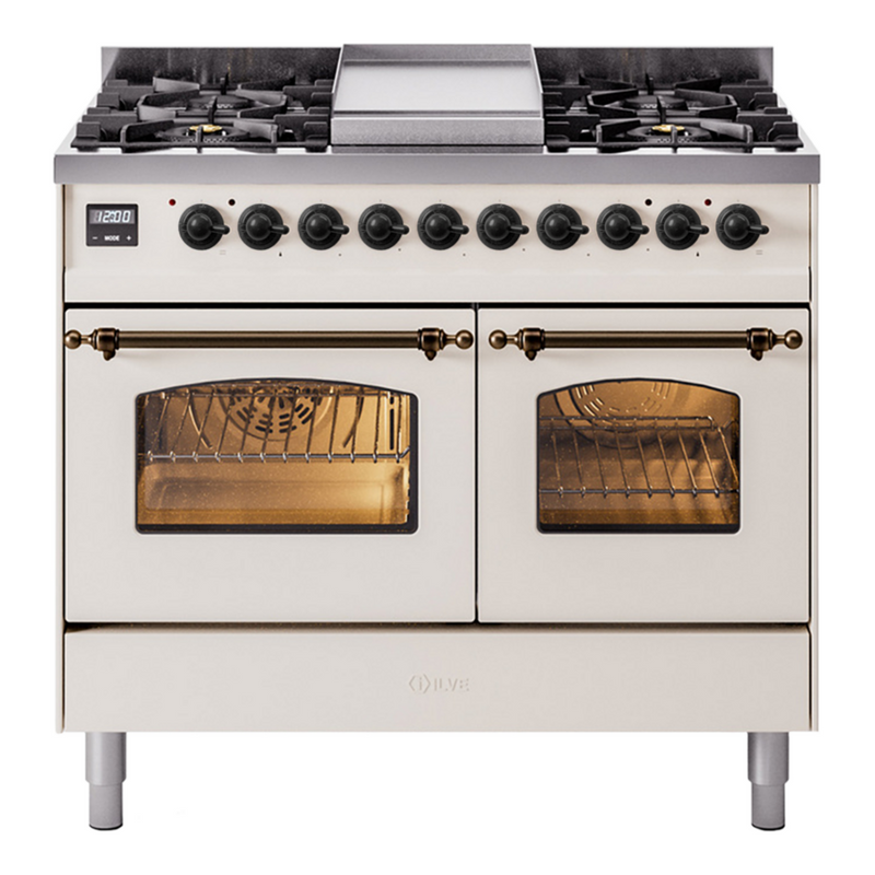 ILVE UPD40FNMPAWB Nostalgie II 40 in. Dual Fuel Range in Antique White