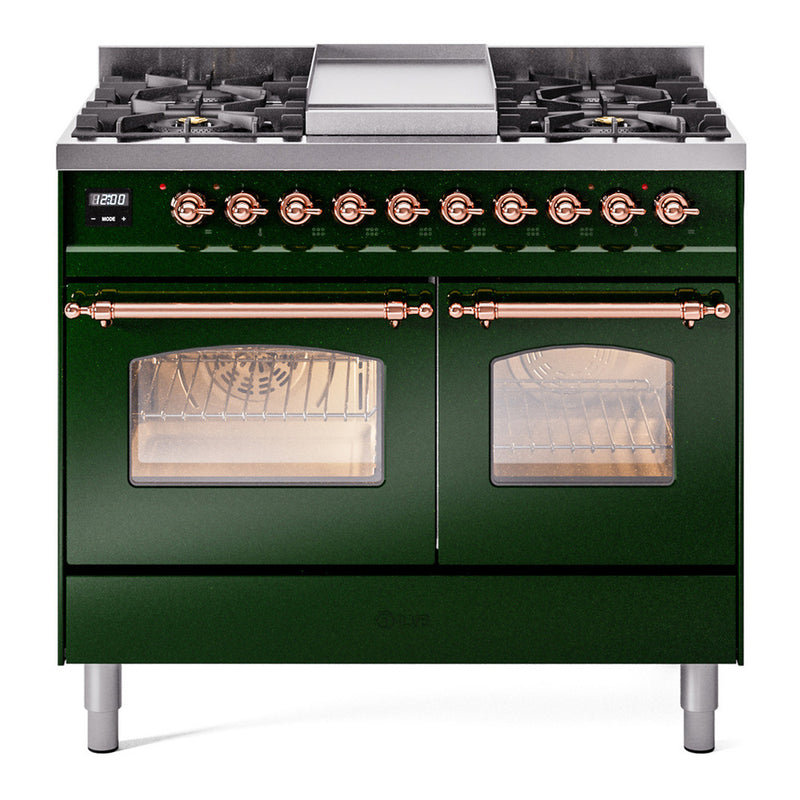 ILVE UPD40FNMPEGP Nostalgie II 40 in. Dual Fuel Range in Emerald Green