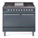 ILVE UPD40FQMPBG Professional Plus II 40 inch Dual Fuel Range (Natural Gas, Solid Door, Blue Grey)