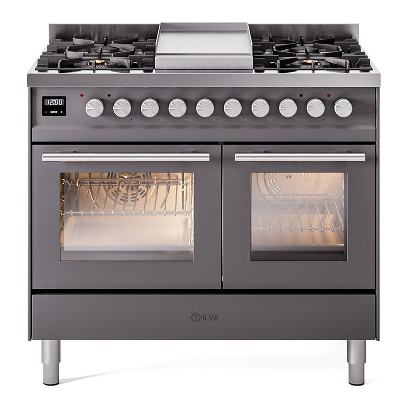 ILVE UPD40FWMPMGLP Professional Plus II 40 in. Dual Fuel Range in Graphite Matte