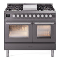 ILVE UPD40FWMPMG Professional Plus II 40 inch Dual Fuel Range (Natural Gas, Triple Glass Door, Graphite Matte)