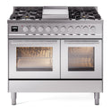 ILVE UPD40FWMPSS Professional Plus II 40 inch Dual Fuel Range (Natural Gas, Triple Glass Door, Stainless Steel)