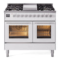 ILVE UPD40FWMPWH Professional Plus II 40 inch Dual Fuel Range (Natural Gas, Triple Glass Door, White)
