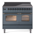 ILVE UPDI406NMPBGB Nostalgie II 40 inch Induction Range with 6 Elements (Triple Glass Door, Blue Grey, Burnished)