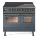 ILVE UPDI406NMPBGG Nostalgie II 40 inch Induction Range with 6 Elements (Triple Glass Door, Blue Grey, Brass)