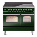 ILVE UPDI406NMPEGC Nostalgie II 40 inch Induction Range with 6 Elements (Triple Glass Door, Emerald Green, Chrome)