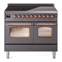 ILVE UPDI406NMPMGP Nostalgie II 40 inch Induction Range with 6 Elements (Triple Glass Door, Graphite Matte, Copper)