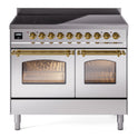 ILVE UPDI406NMPSSG Nostalgie II 40 inch Induction Range with 6 Elements (Triple Glass Door, Stainless Steel, Brass)