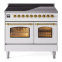ILVE UPDI406NMPWHG Nostalgie II 40 inch Induction Range with 6 Elements (Triple Glass Door, White, Brass)