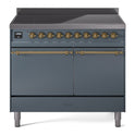 ILVE UPDI406QNMPBGG Nostalgie II 40 inch Induction Range with 6 Elements (Solid Door, Blue Grey, Brass)