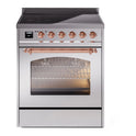 ILVE UPI304NMPSSP Nostalgie II 30 inch Induction Range with 4 Elements (Triple Glass Door, Stainless Steel, Copper)