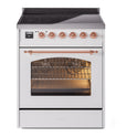 ILVE UPI304NMPWHP Nostalgie II 30 inch Induction Range with 4 Elements (Triple Glass Door, White, Copper)