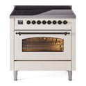 ILVE UPI366NMPAWB Nostalgie II 36 inch Induction Range with 6 Elements (Triple Glass Door, Antique White, Burnished)
