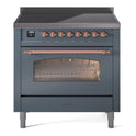 ILVE UPI366NMPBGP Nostalgie II 36 inch Induction Range with 6 Elements (Triple Glass Door, Blue Grey, Copper)