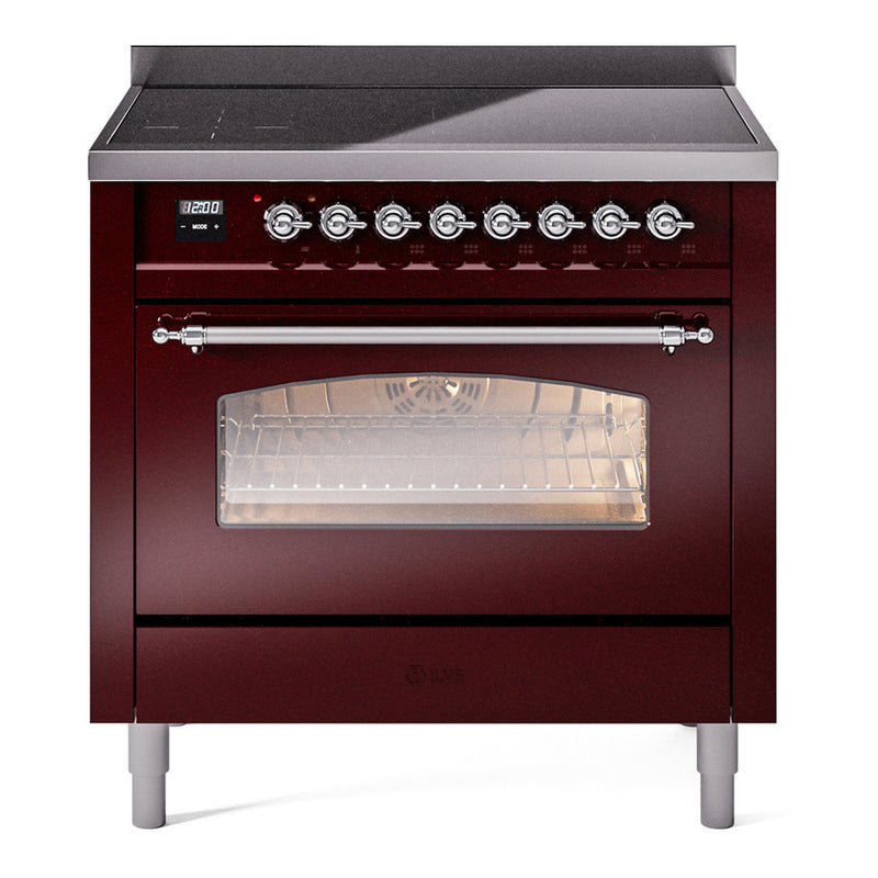 ILVE UPI366NMPBUC Nostalgie II 36" Induction Range in Burgundy/Chrome