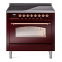 ILVE UPI366NMPBUP Nostalgie II 36 inch Induction Range with 6 Elements (Triple Glass Door, Burgundy, Copper)