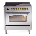 ILVE UPI366NMPSSG Nostalgie II 36 inch Induction Range with 6 Elements (Triple Glass Door, Stainless Steel, Brass)
