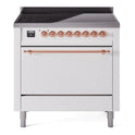 ILVE UPI366QNMPWHP Nostalgie II 36 inch Induction Range with 6 Elements (Solid Door, White, Copper)