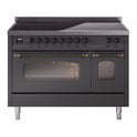 ILVE UPI486NMPMGB Nostalgie II 48 inch Induction Range with 6 Elements  (Triple Glass Door, Graphite Matte, Burnished)