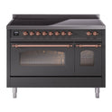 ILVE UPI486NMPMGP Nostalgie II 48 inch Induction Range with 6 Elements  (Triple Glass Door, Graphite Matte, Copper)