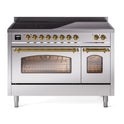 ILVE UPI486NMPSSG Nostalgie II 48 inch Induction Range with 6 Elements  (Triple Glass Door, Stainless Steel, Brass)