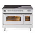 ILVE UPI486NMPWHC Nostalgie II 48 inch Induction Range with 6 Elements  (Triple Glass Door, White, Chrome)