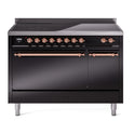 ILVE UPI486QNMPBKP Nostalgie II 48 inch Induction Range with 6 Elements  (Solid Door, Glossy Black, Copper)
