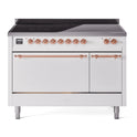 ILVE UPI486QNMPWHP Nostalgie II 48 inch Induction Range with 6 Elements  (Solid Door, White, Copper)