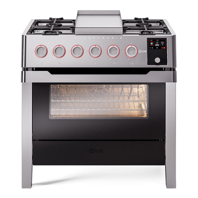 ILVE UPM09FDS3SS Panoramagic 36 in. Dual Fuel Range in Stainless Steel