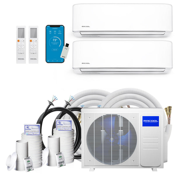 MRCOOL Mini Split DIY - Aire acondicionado sin conductos de 2 zonas de 21 000 BTU y bomba de calor