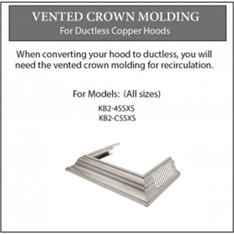 ZLINE Vented Crown Molding Profile 6 for Wall Mount Range Hood in Satin Stainless Steel (CM6V-KB-S304)