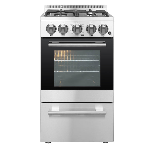 Cocina a gas Lamazze Forno de 20 pulgadas con 4 quemadores y 21,200 BTU en acero inoxidable