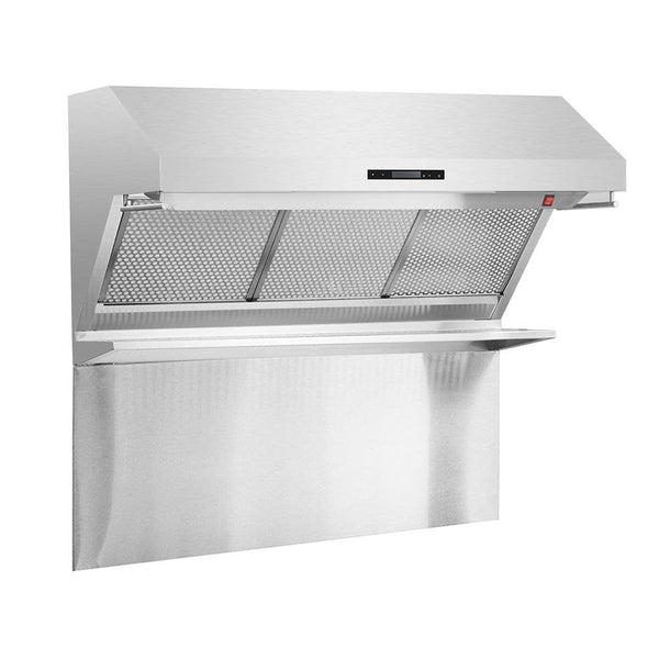 Campana extractora de pared Forno de 48 pulgadas con calentador de luz roja, estante/protector contra salpicaduras y