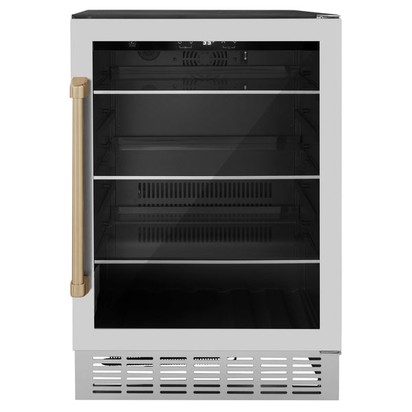 Refrigerador de bebidas ZLINE Autograph Edition de 24" con capacidad para 154 latas y estante ajustable