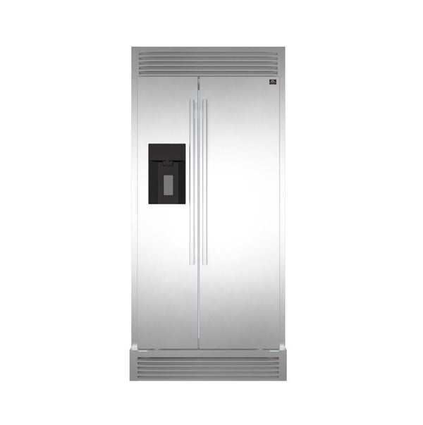 Refrigerador empotrado Forno de 36 pulgadas, lado a lado, de 20 pies cúbicos en acero inoxidable con