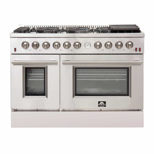 Cocina a gas Forno de 48" de alta calidad con freidora de aire, 8 quemadores, horno a gas, control de temperatura