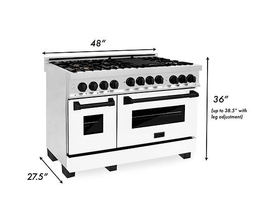 Gama ZLINE Autograph Edition de 48" y 6.0 pies cúbicos con estufa y horno a gas en Sta
